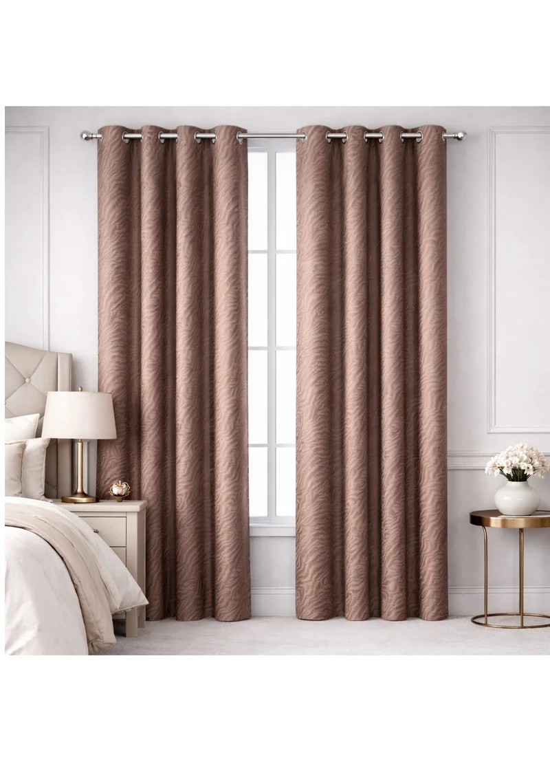 بليس كاسا ستائر بلاك أوت بنقوش بليس كاسا × سم - عازلة حرارياً، مخفضة للضوضاء، مانعة للضوء والأشعة فوق البنفسجية، حلقات لغرفة النوم والمعيشة، قطعتان بني داكن